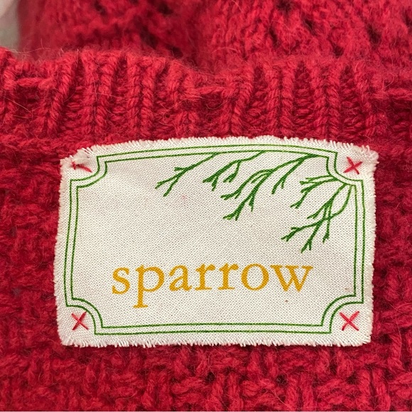 Anthropologie Sparrow Red Wool Blend Angora Crochet Knit Cardigan Sweater Size S - Picture 12 of 13